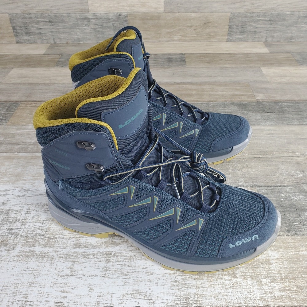 Lowa Innox Pro GTX Mid Mens Hiking Shoes Sz 9 Stahlblau Senf Lace Up Sneakers